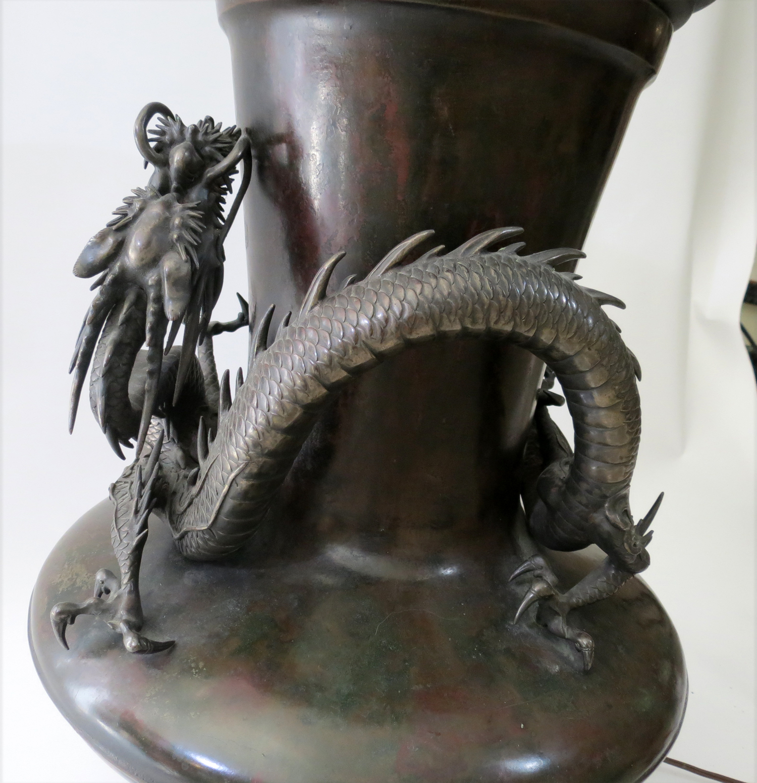 19th Century Bronze Dragon Lamp Modernism